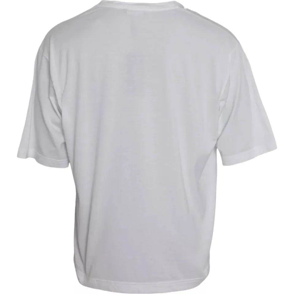 Dolce & Gabbana White Cotton Round Neck Short Sleeve T-shirt - IT60 | 3XL - T-Shirts