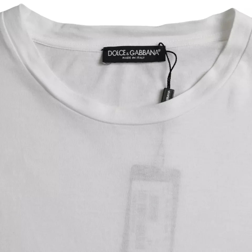 Dolce & Gabbana White Cotton Round Neck Short Sleeve T-shirt - IT60 | 3XL - T-Shirts