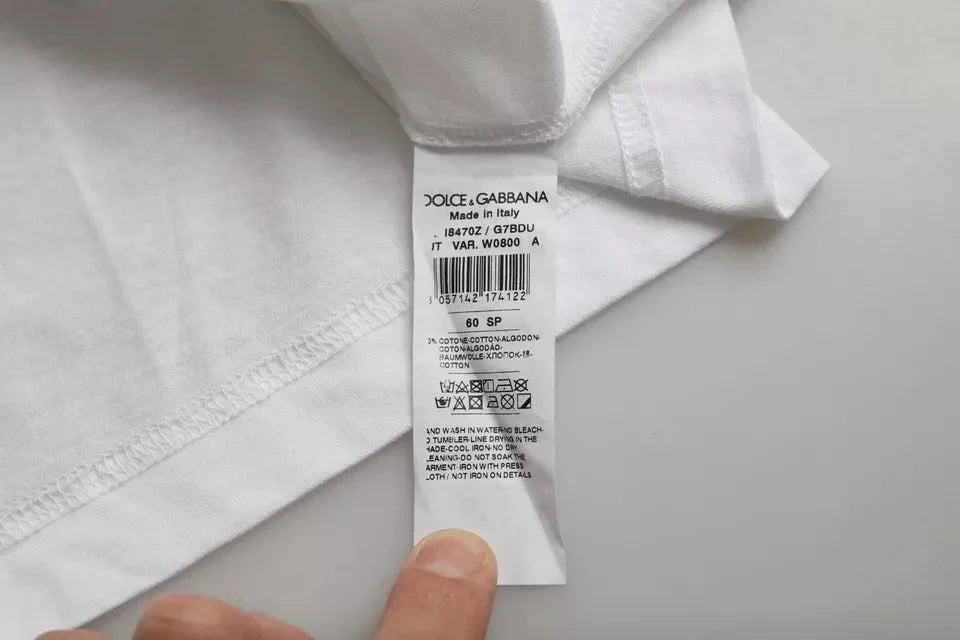 Dolce & Gabbana White Cotton Round Neck Short Sleeve T-shirt - IT60 | 3XL - T-Shirts