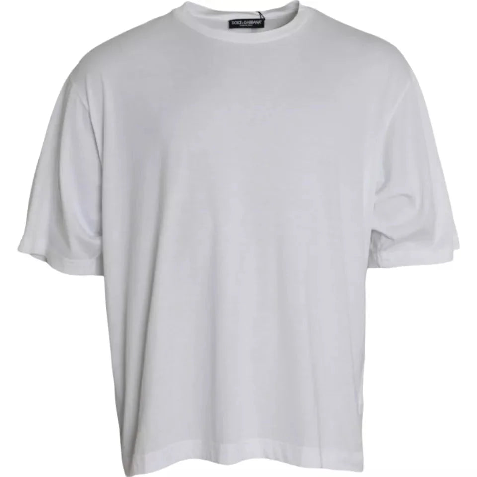 Dolce & Gabbana White Cotton Round Neck Short Sleeve T-shirt - IT60 | 3XL - T-Shirts