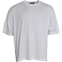 Dolce & Gabbana White Cotton Round Neck Short Sleeve T-shirt - IT60 | 3XL - T-Shirts