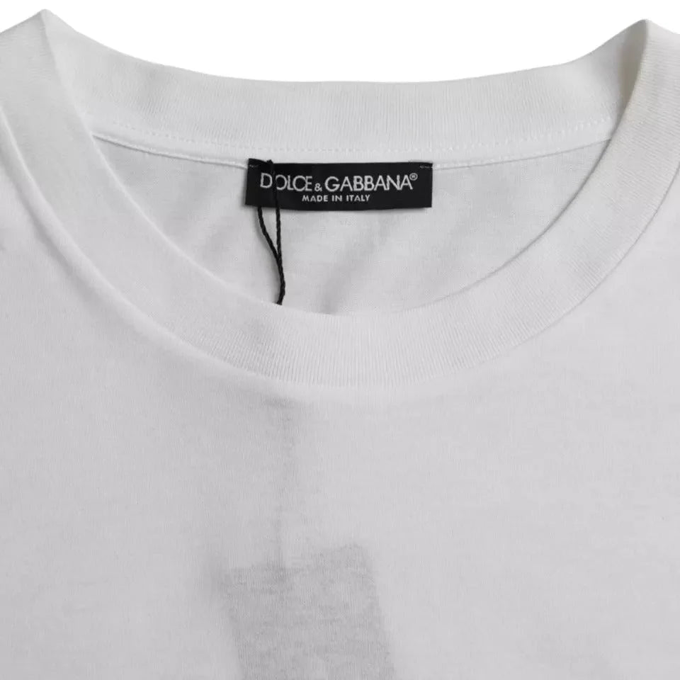 Dolce & Gabbana White Cotton Round Neck Short Sleeve T-shirt - T-Shirts