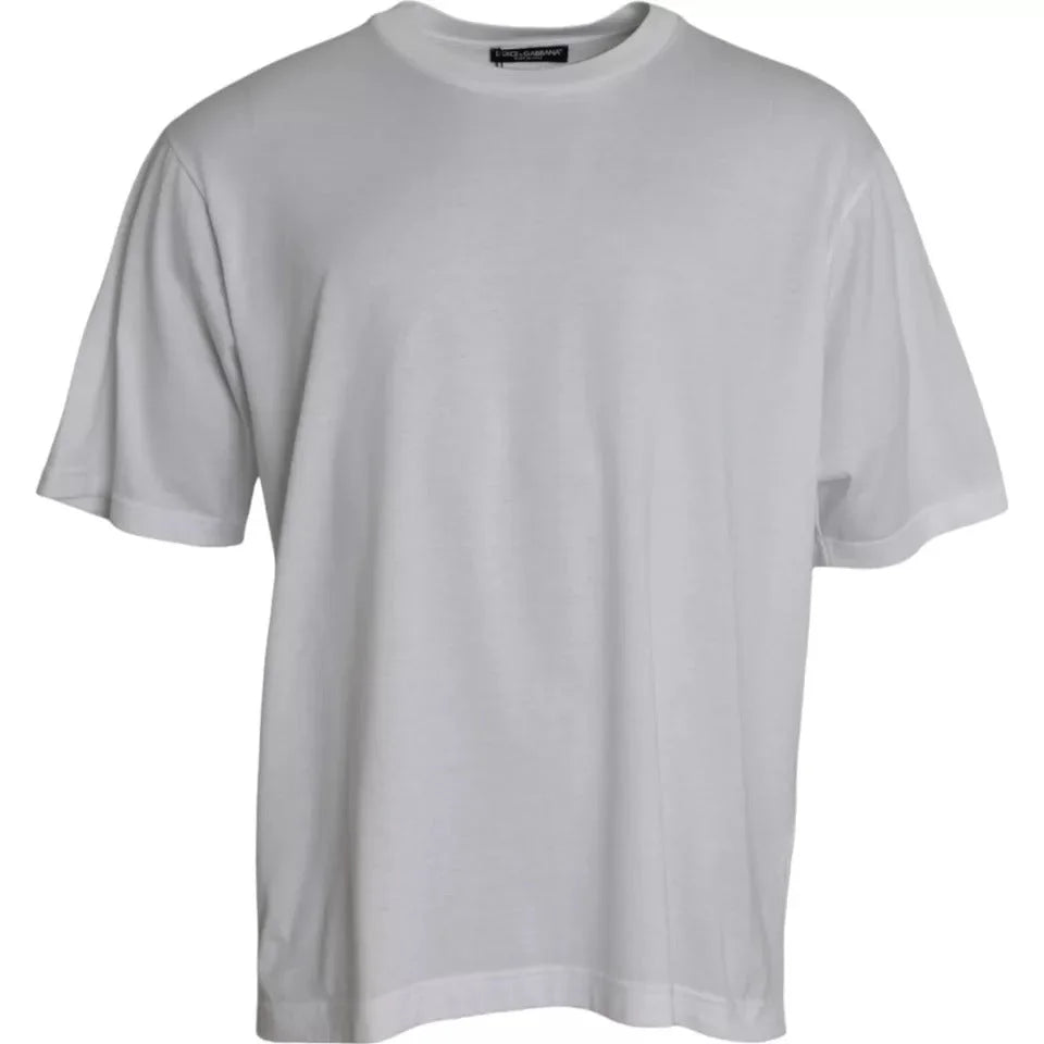 Dolce & Gabbana White Cotton Round Neck Short Sleeve T-shirt - T-Shirts