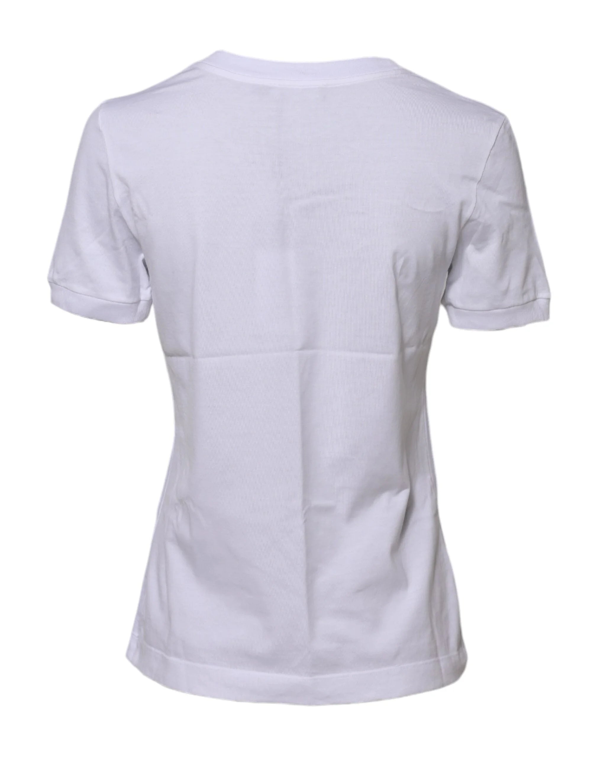 Dolce & Gabbana White Cotton Round Neck Short Sleeves T-shirt - IT40|S - T-Shirts