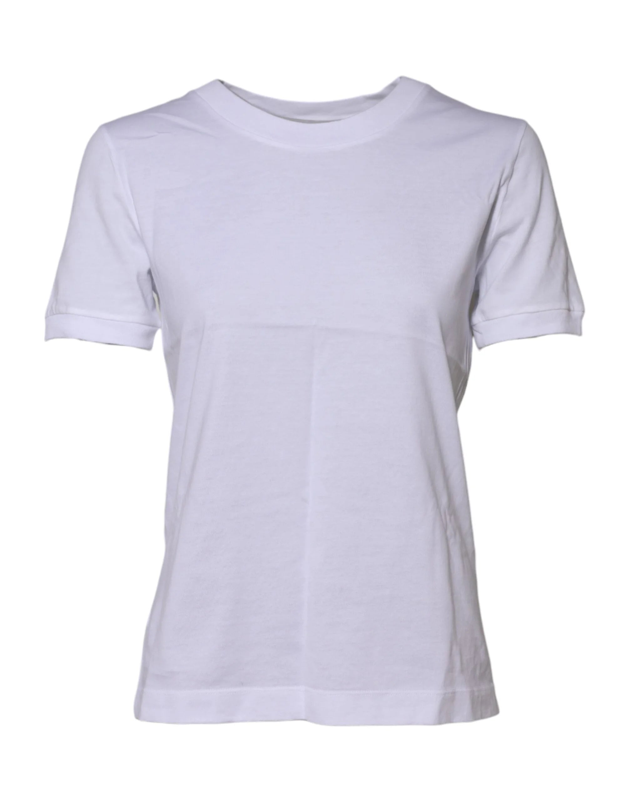 Dolce & Gabbana White Cotton Round Neck Short Sleeves T-shirt - IT40|S - T-Shirts