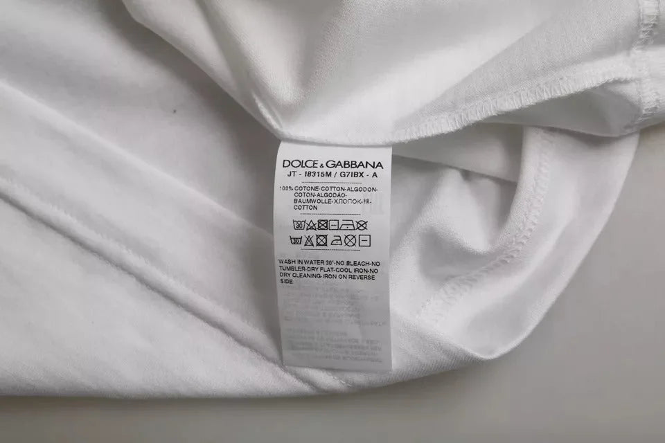 Dolce & Gabbana White Cotton Round Neck Short Sleeves T-shirt - IT46 | S - T-Shirts