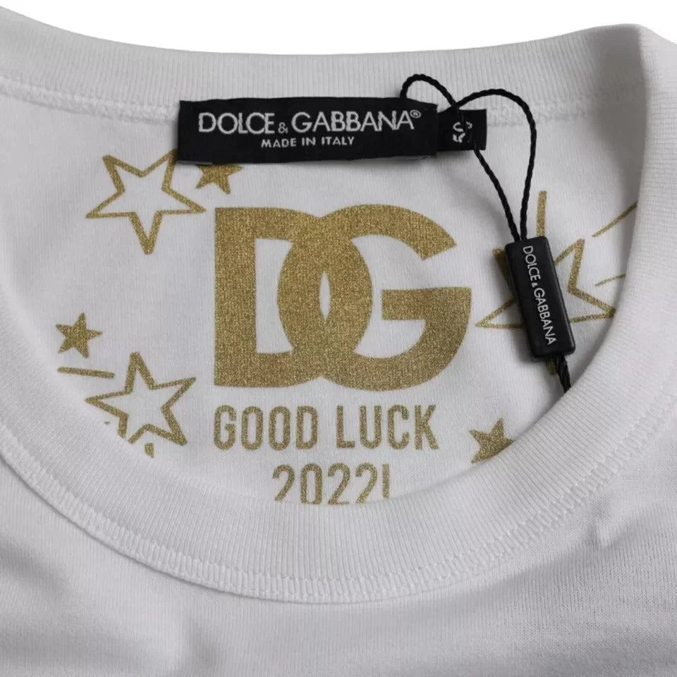 Dolce & Gabbana White Cotton Round Neck Short Sleeves T-shirt - IT46 | S - T-Shirts