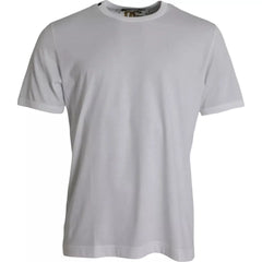Dolce & Gabbana White Cotton Round Neck Short Sleeves T-shirt - IT46 | S - T-Shirts