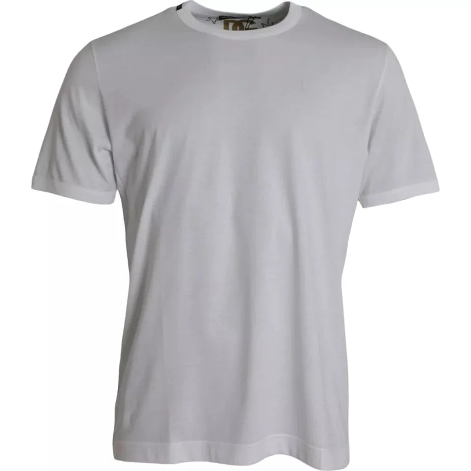 Dolce & Gabbana White Cotton Round Neck Short Sleeves T-shirt - IT46 | S - T-Shirts