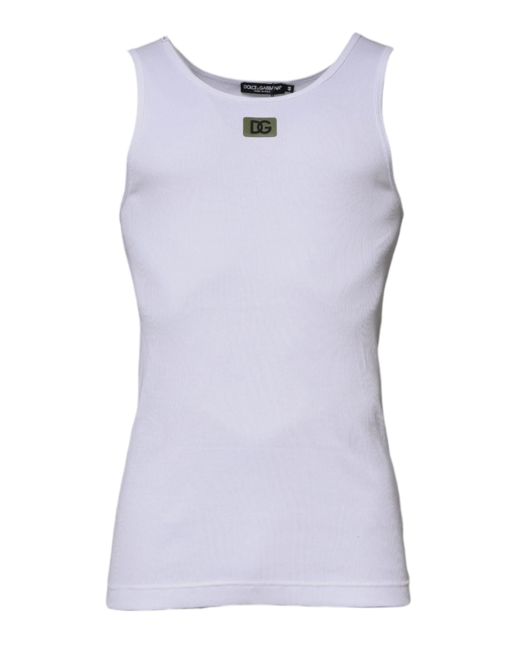 Dolce & Gabbana White Cotton Round Neck Sleeveless T-shirt - IT48 | M - Tank Tops