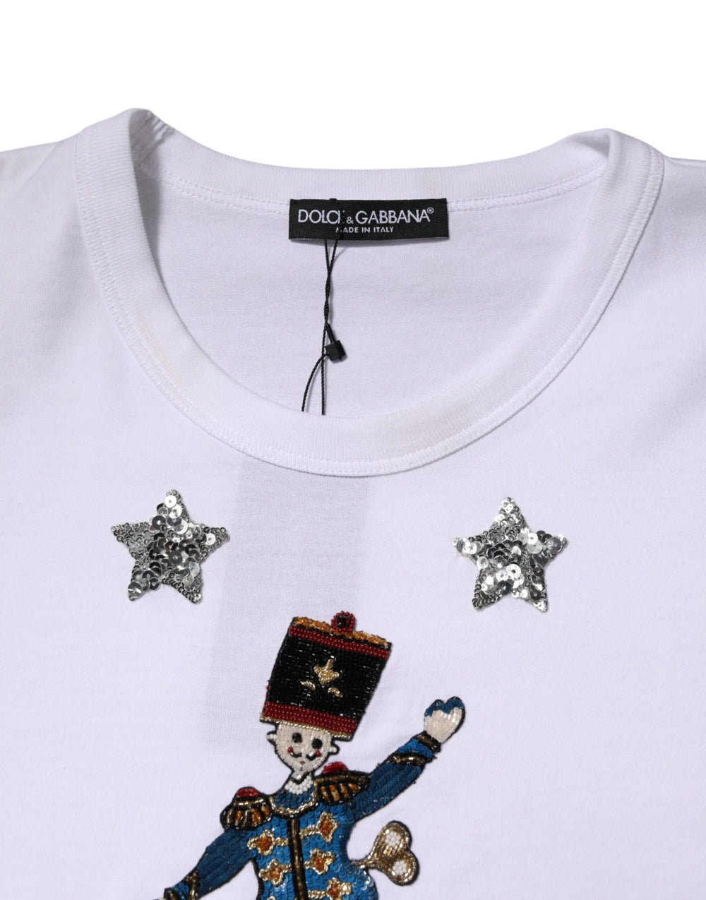 Dolce & Gabbana White Cotton Sequin Embellished Top T-shirt - IT44 | L - T-Shirts