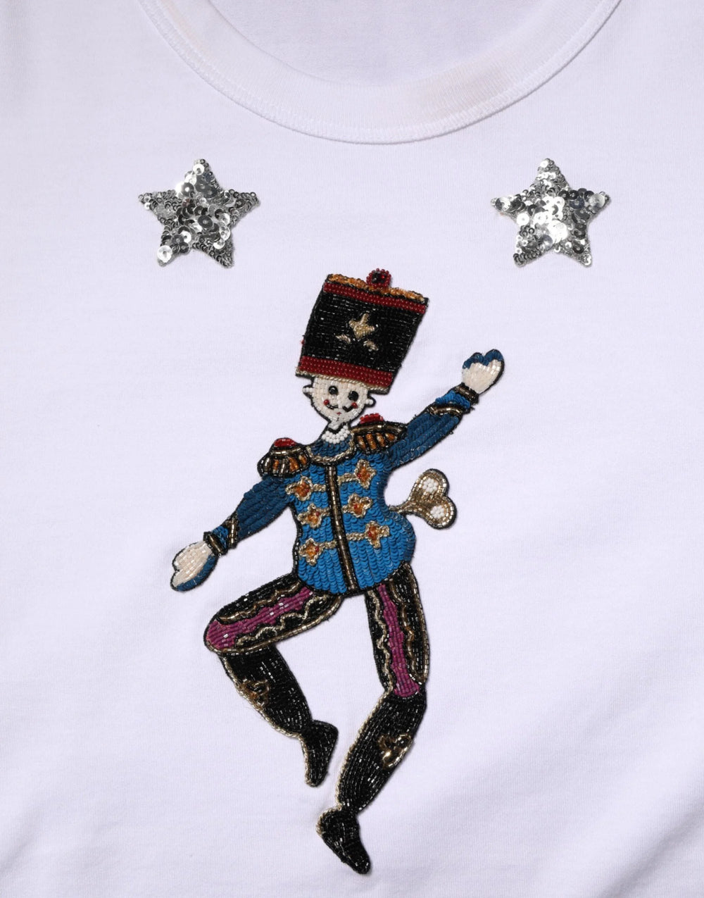 Dolce & Gabbana White Cotton Sequin Embellished Top T-shirt - IT44 | L - T-Shirts