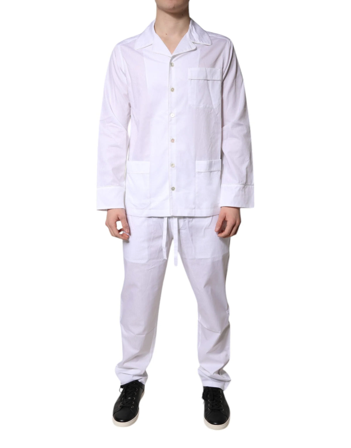Dolce & Gabbana White Cotton Shirt Pants Pajama Set Sleepwear - Pajamas