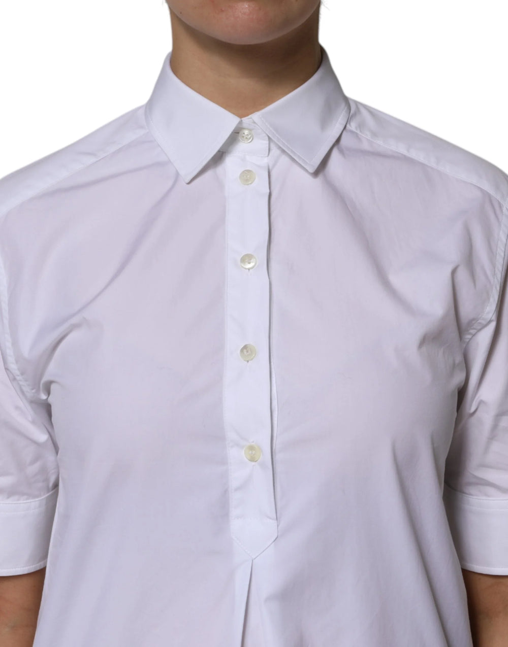 Dolce & Gabbana White Cotton Short Sleeves Collared Polo Top - IT38 | XS - Polos