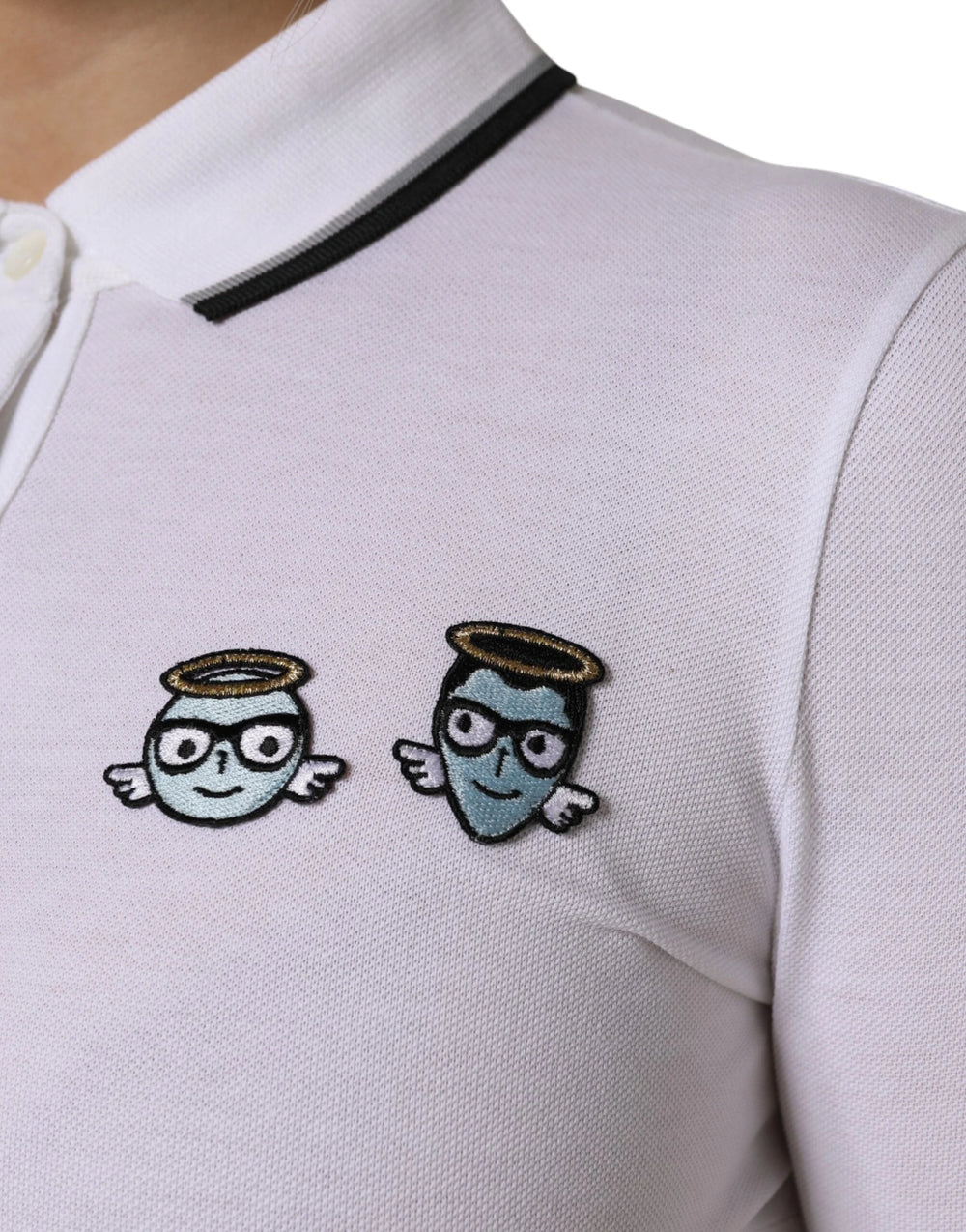 Dolce & Gabbana White Cotton Short Sleeves Collared Polo Top - IT38 | XS - Polos