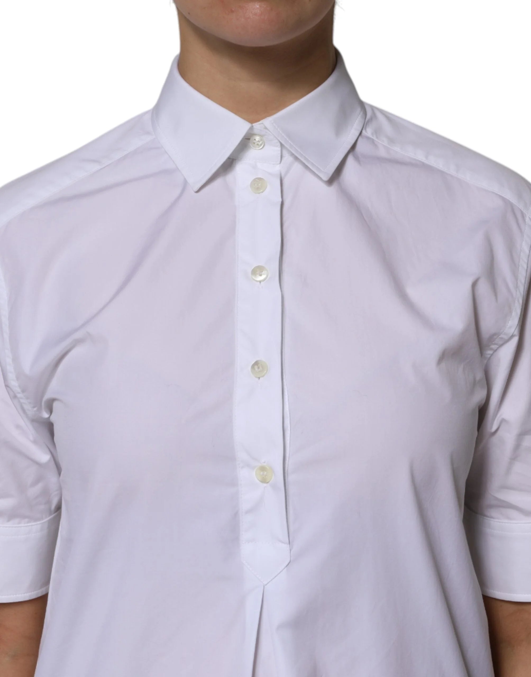 Dolce & Gabbana White Cotton Short Sleeves Collared Polo Top - IT38 | XS