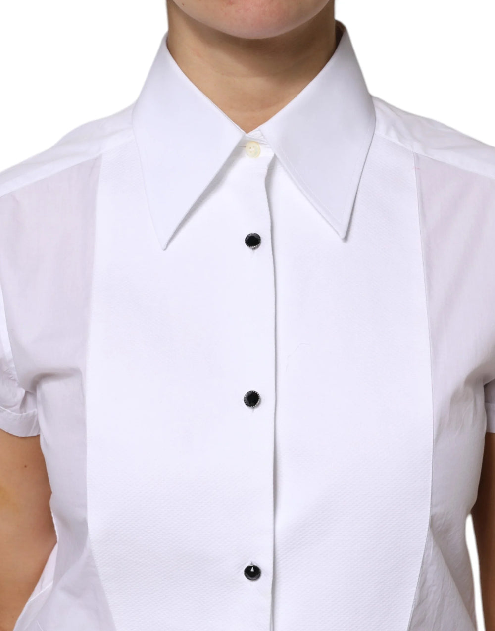 Dolce & Gabbana White Cotton Short Sleeves Collared Polo Top - IT38 | XS
