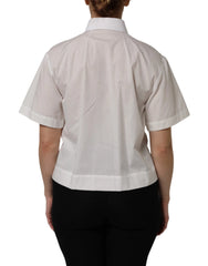Dolce & Gabbana White Cotton Short Sleeves Collared Top Shirt - IT42|M