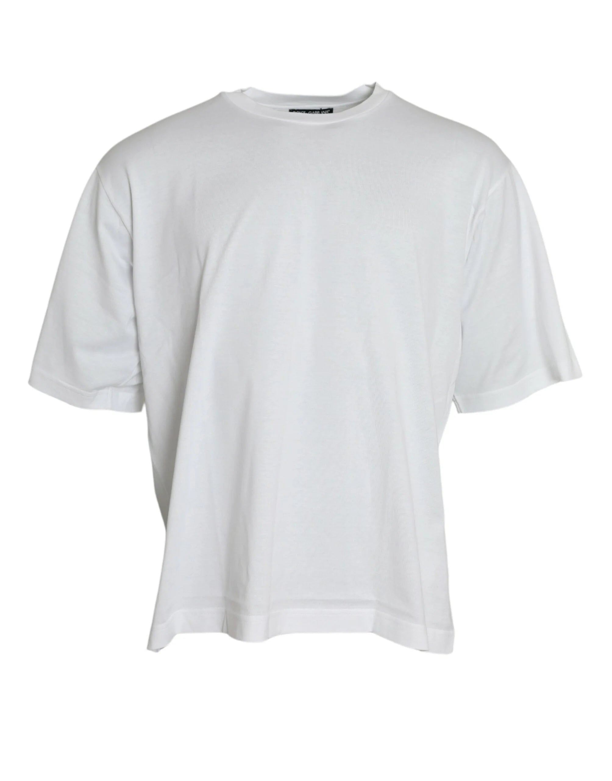 Dolce & Gabbana White Cotton Short Sleeves Crewneck T-shirt - IT58 | 3XL