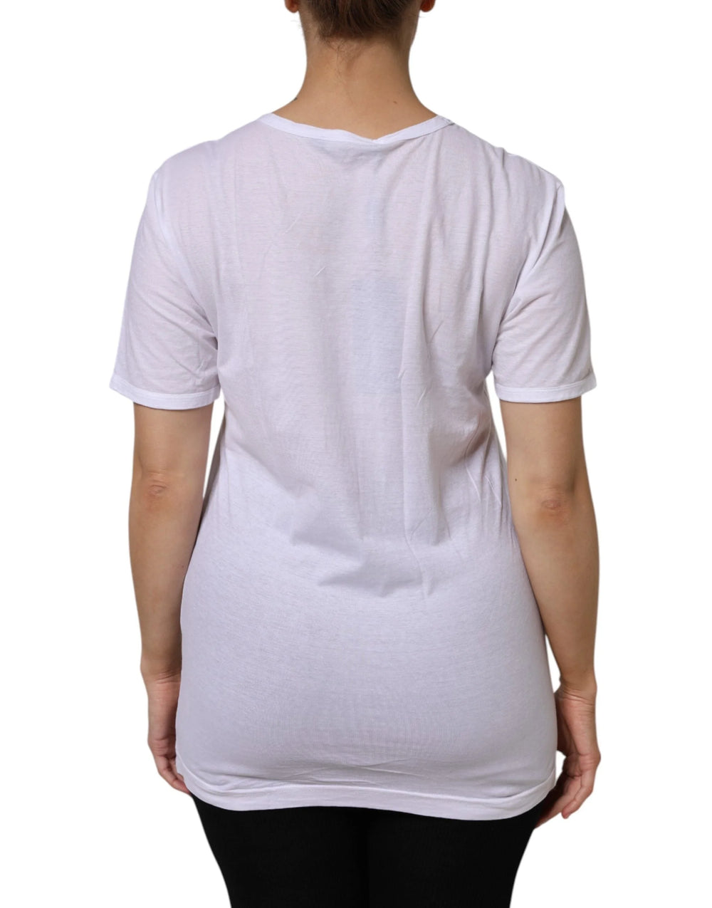 Dolce & Gabbana White Cotton Short Sleeves V-Neck Top T-shirt - T-Shirts