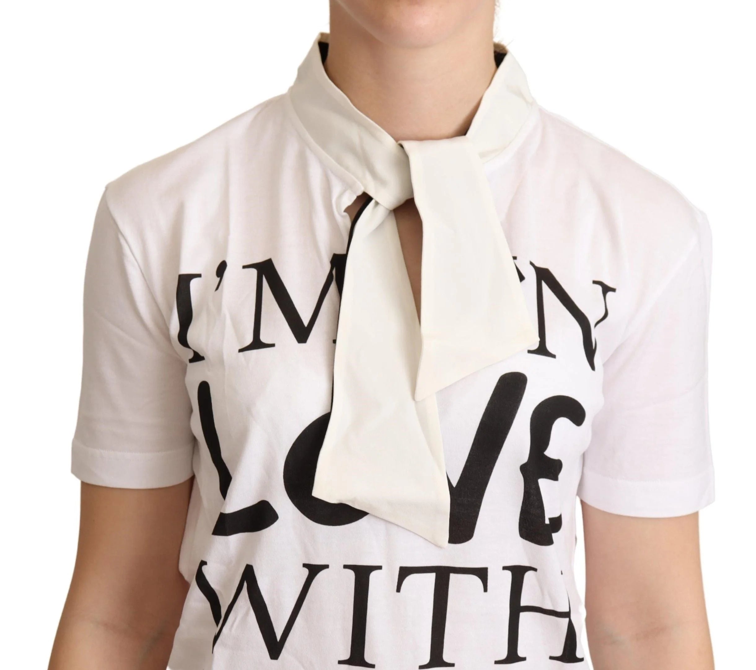 Dolce & Gabbana White Cotton Silk I’m In Love Top T-shirt - T-Shirts