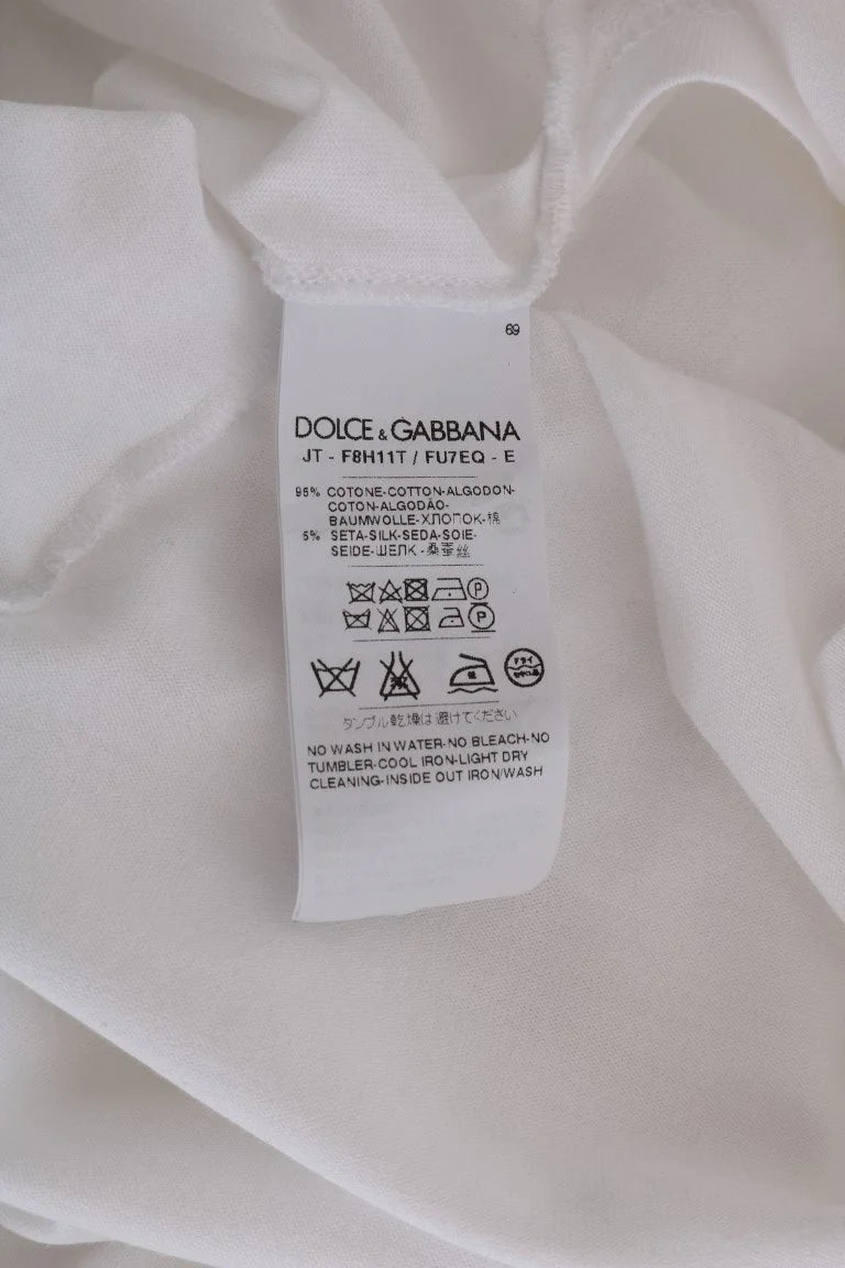 Dolce & Gabbana White Cotton Silk T-Shirt - IT38|XS - Blouses