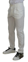 Dolce & Gabbana White Cotton Skinny Chino Pants - Chinos