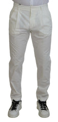 Dolce & Gabbana White Cotton Skinny Chino Pants - Chinos