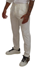Dolce & Gabbana White Cotton Skinny Chino Pants - Chinos