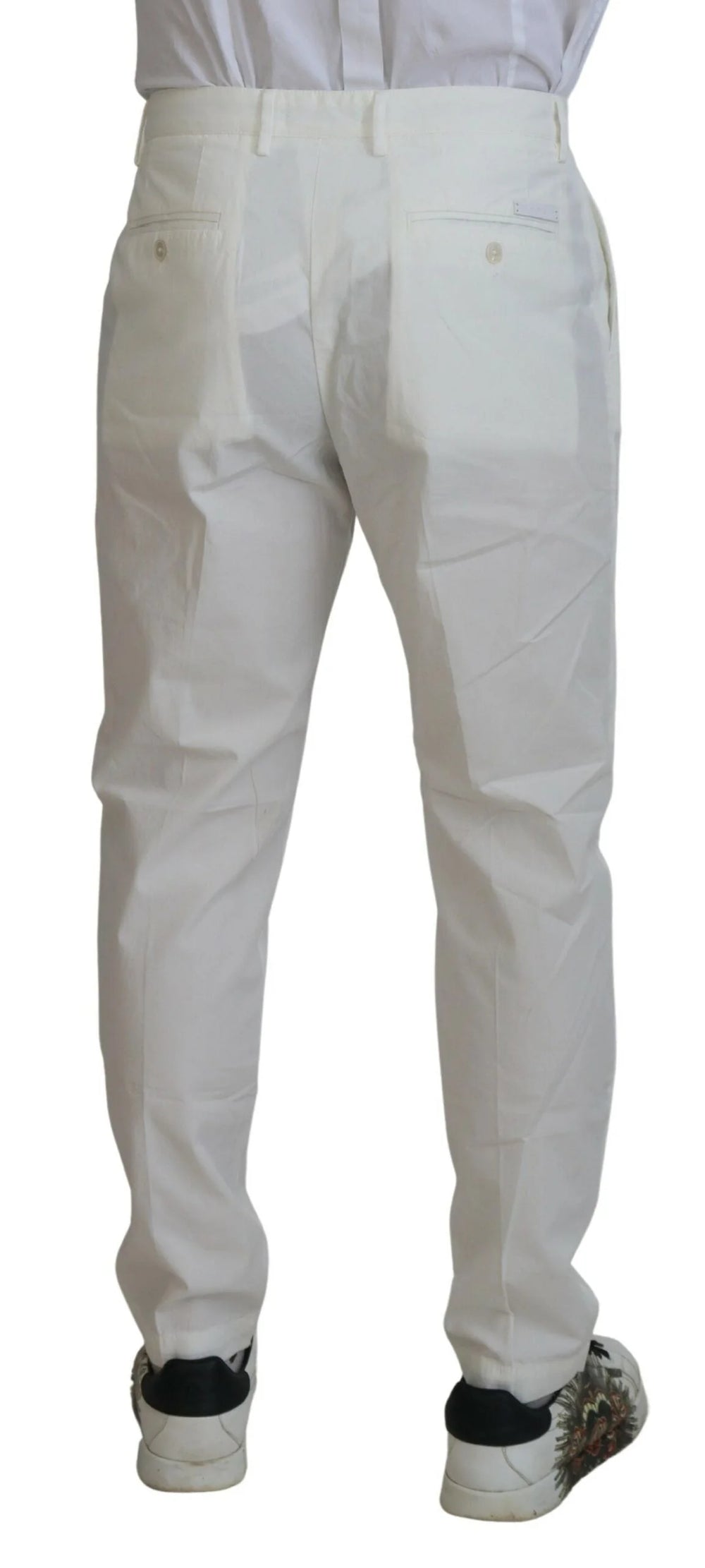 Dolce & Gabbana White Cotton Skinny Chino Pants - Chinos