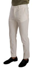 Dolce & Gabbana White Cotton Skinny Corduroy Trouser Pants - IT48 | M - Trousers