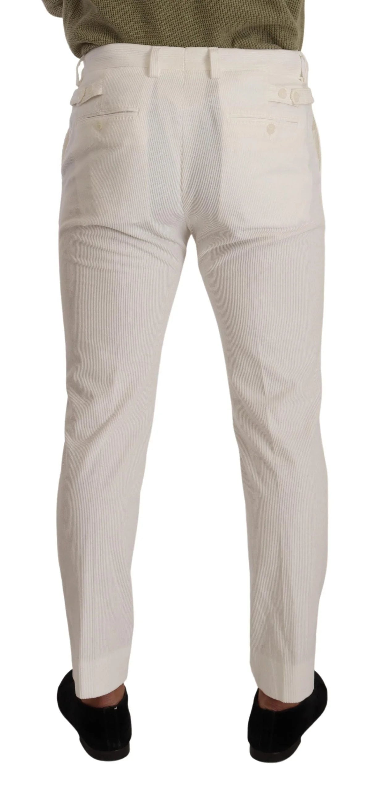 Dolce & Gabbana White Cotton Skinny Corduroy Trouser Pants - IT48 | M - Trousers