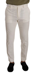 Dolce & Gabbana White Cotton Skinny Corduroy Trouser Pants - IT48 | M - Trousers