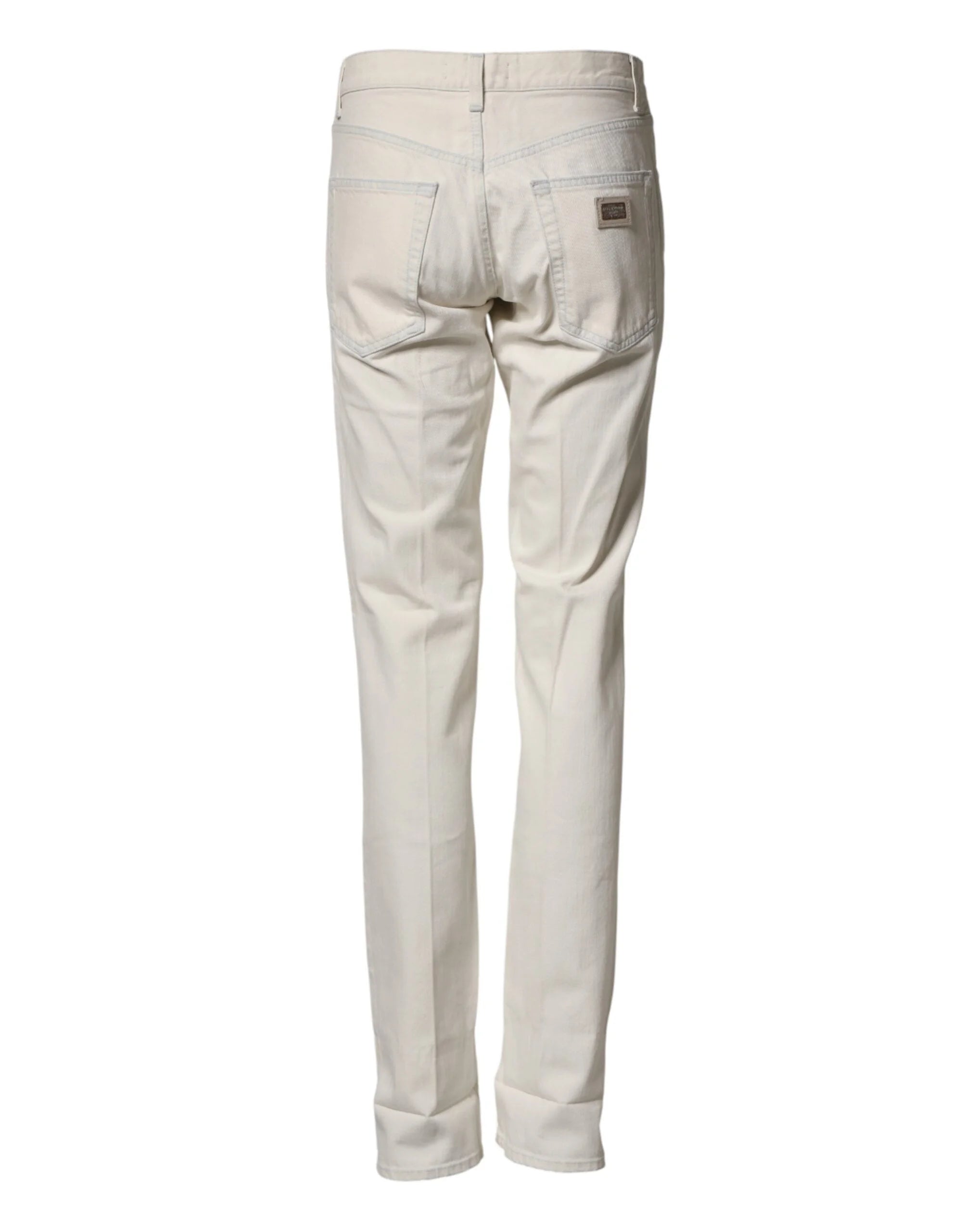 Dolce & Gabbana White Cotton Skinny Denim Trouser Men Jeans - IT44 | XS