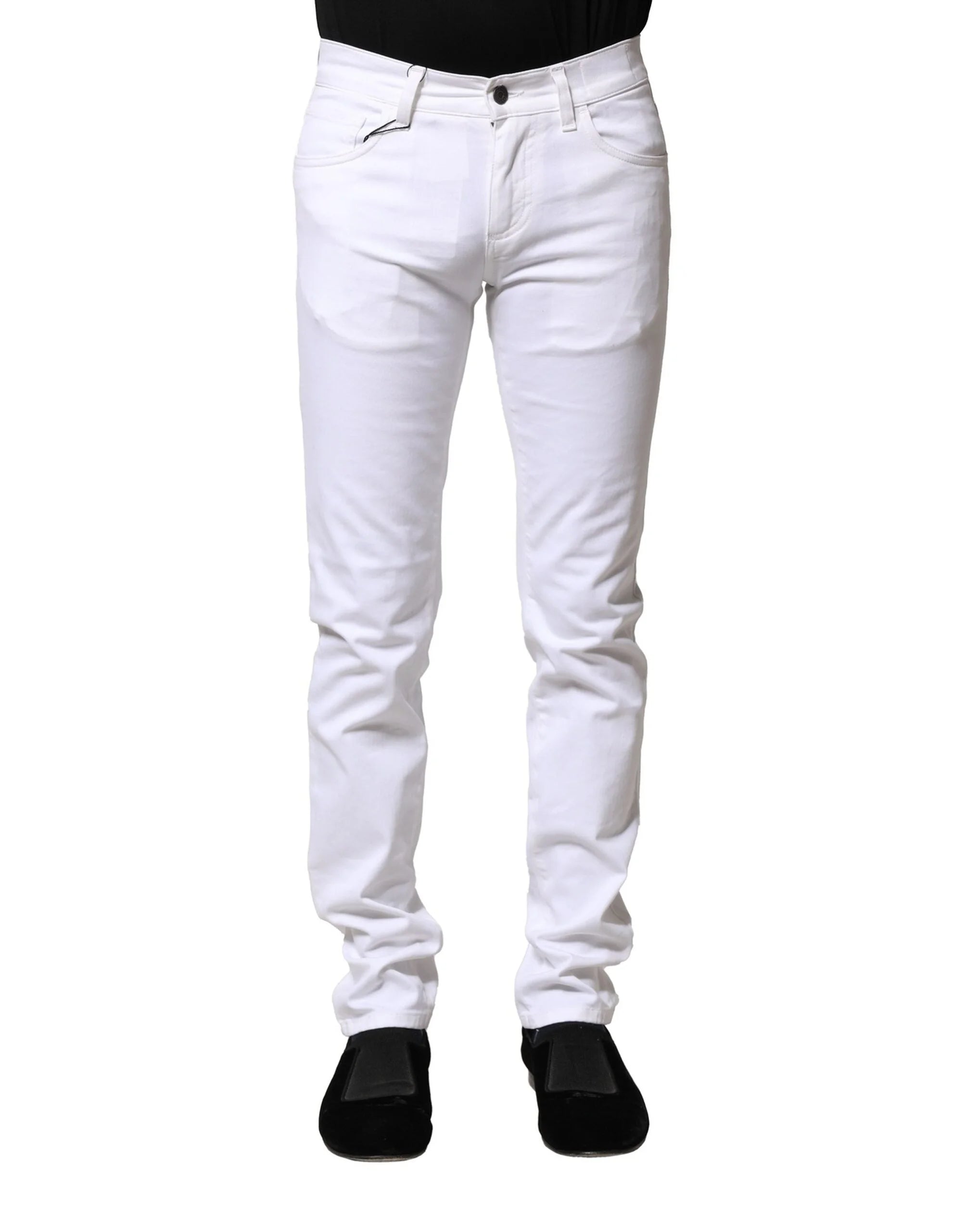 Dolce & Gabbana White Cotton Skinny Men Denim Jeans - IT44 | XS - Jeans