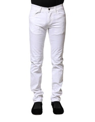 Dolce & Gabbana White Cotton Skinny Men Denim Jeans - IT44 | XS - Jeans