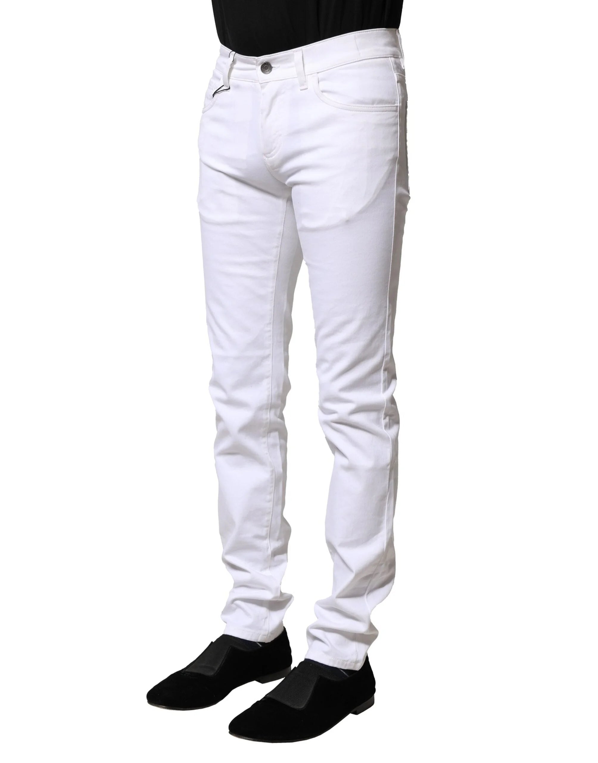 Dolce & Gabbana White Cotton Skinny Men Denim Jeans - IT46 | S