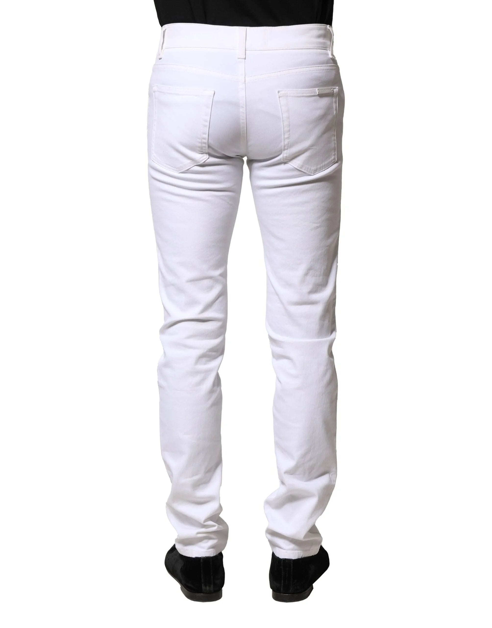 Dolce & Gabbana White Cotton Skinny Men Denim Jeans - IT46 | S