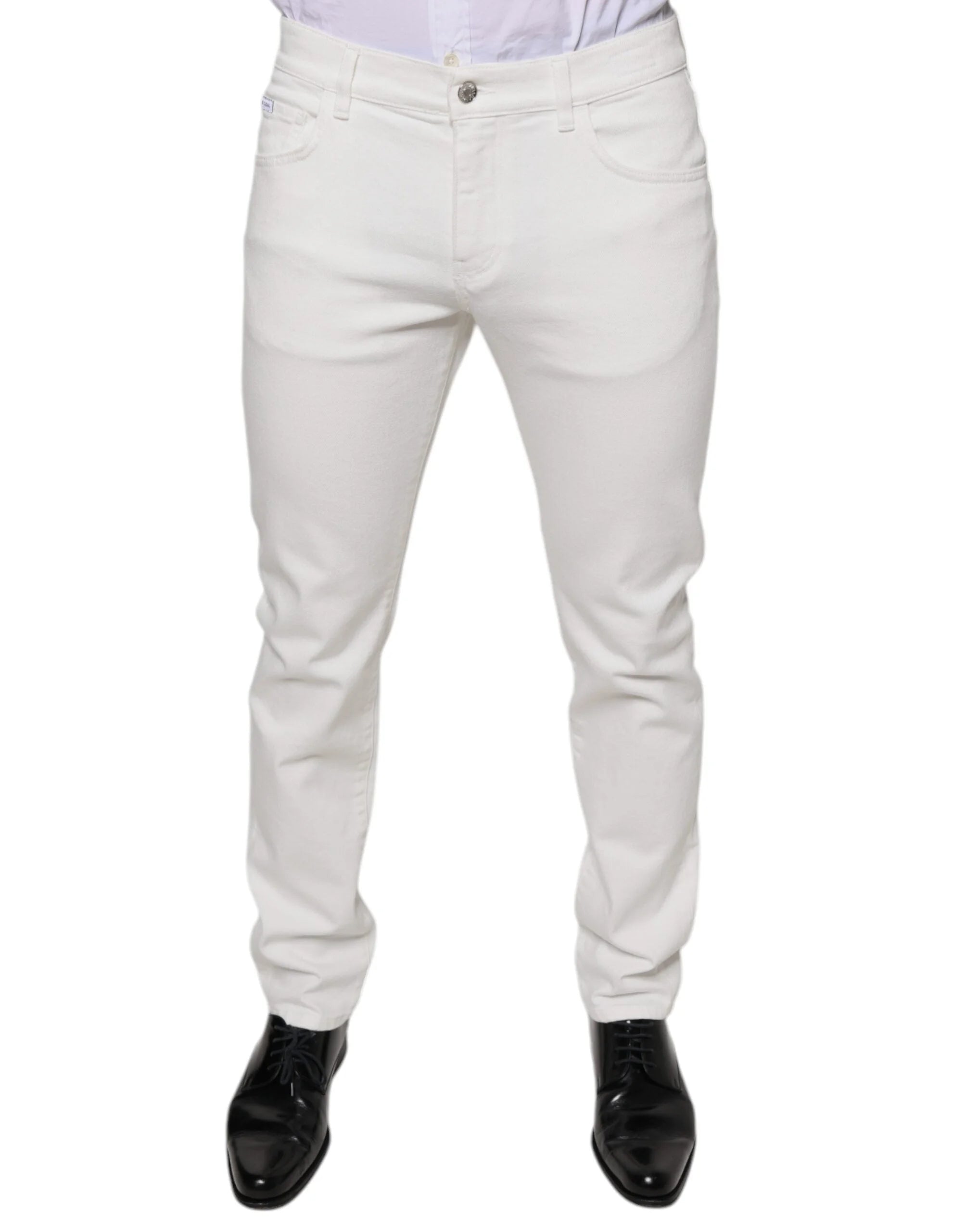Dolce & Gabbana White Cotton Skinny Slim Men Denim Jeans - IT48 | M - Jeans
