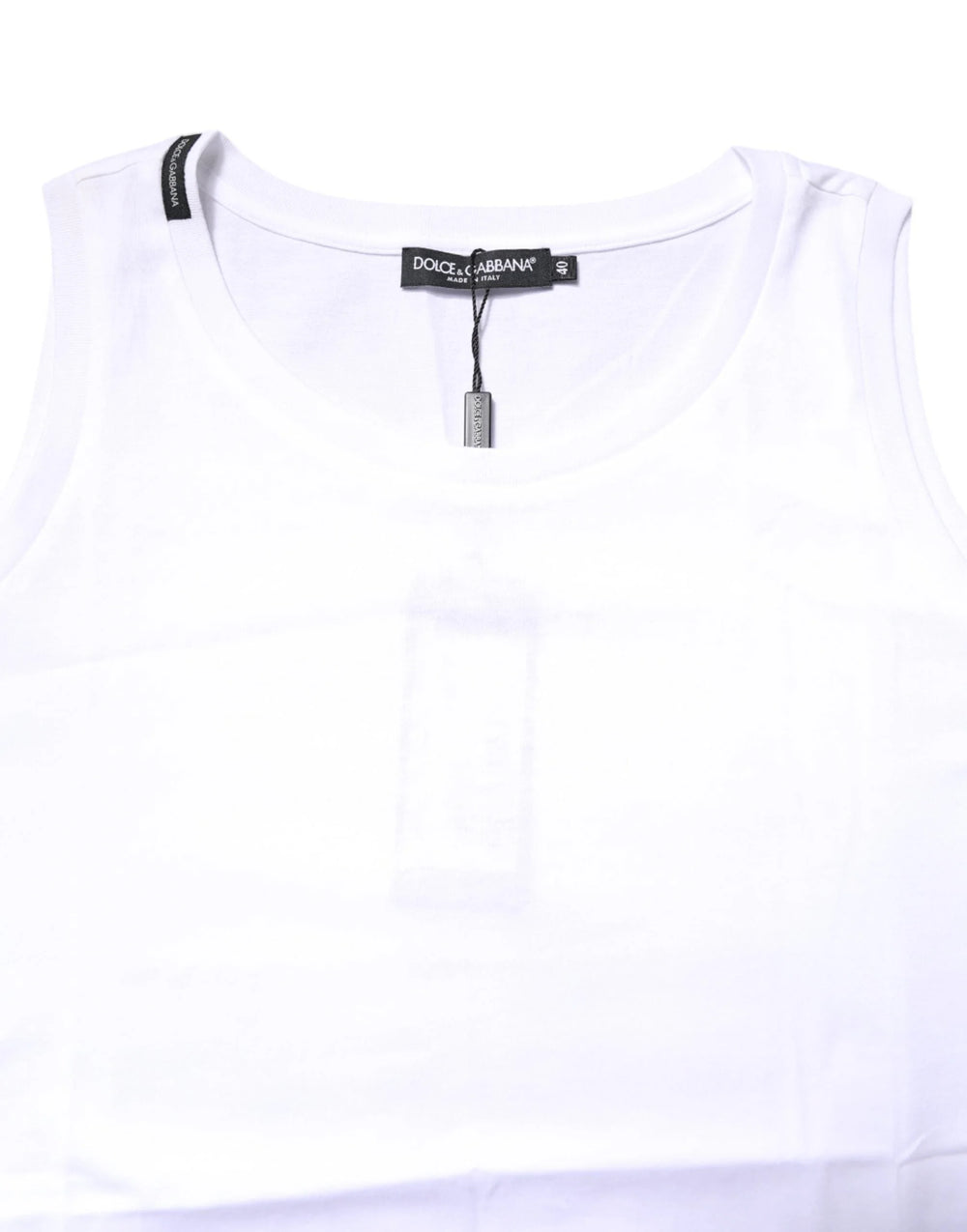 Dolce & Gabbana White Cotton Sleeveless Crew Neck T-shirt - Tank Tops