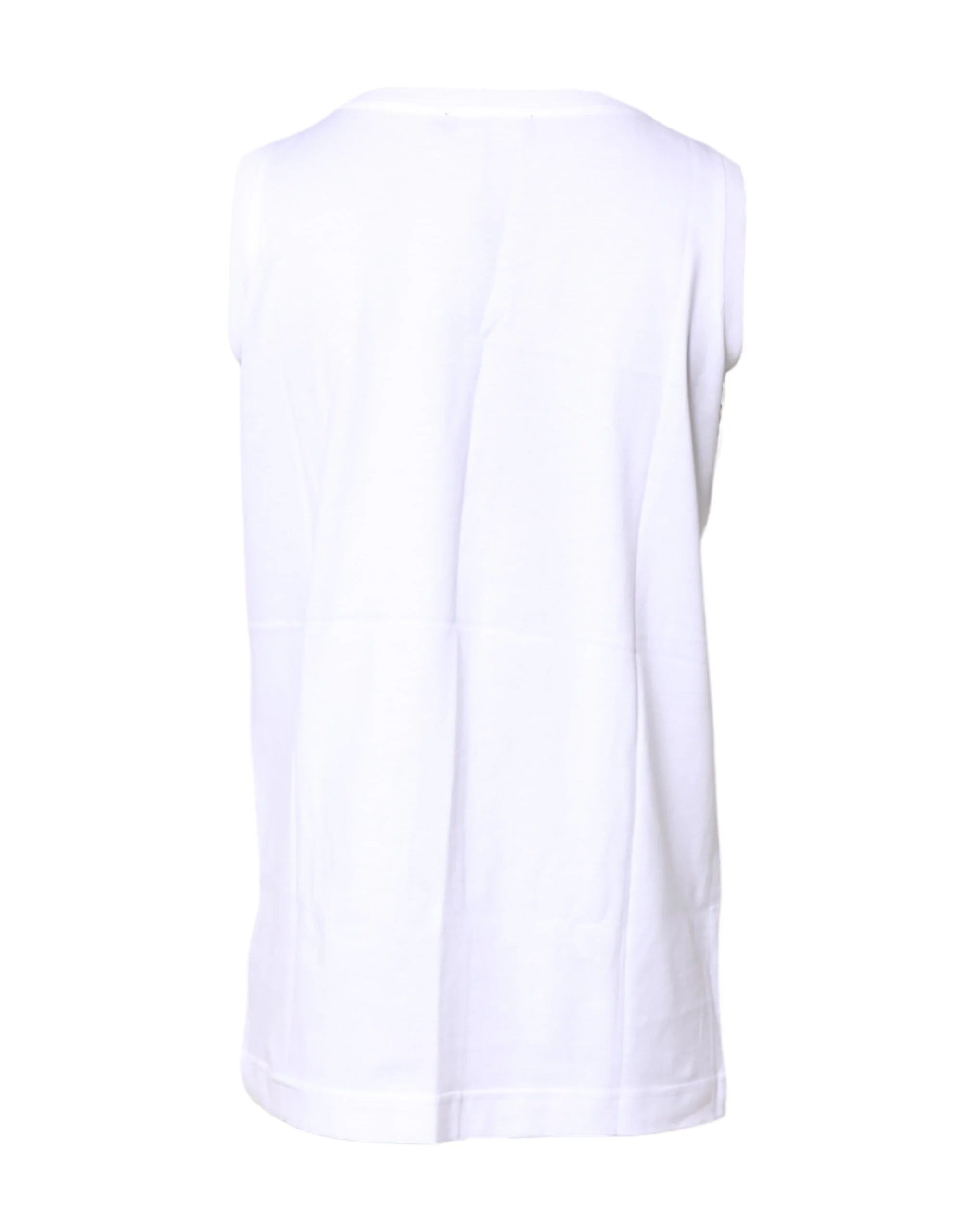 Dolce & Gabbana White Cotton Sleeveless Crew Neck T-shirt - Tank Tops