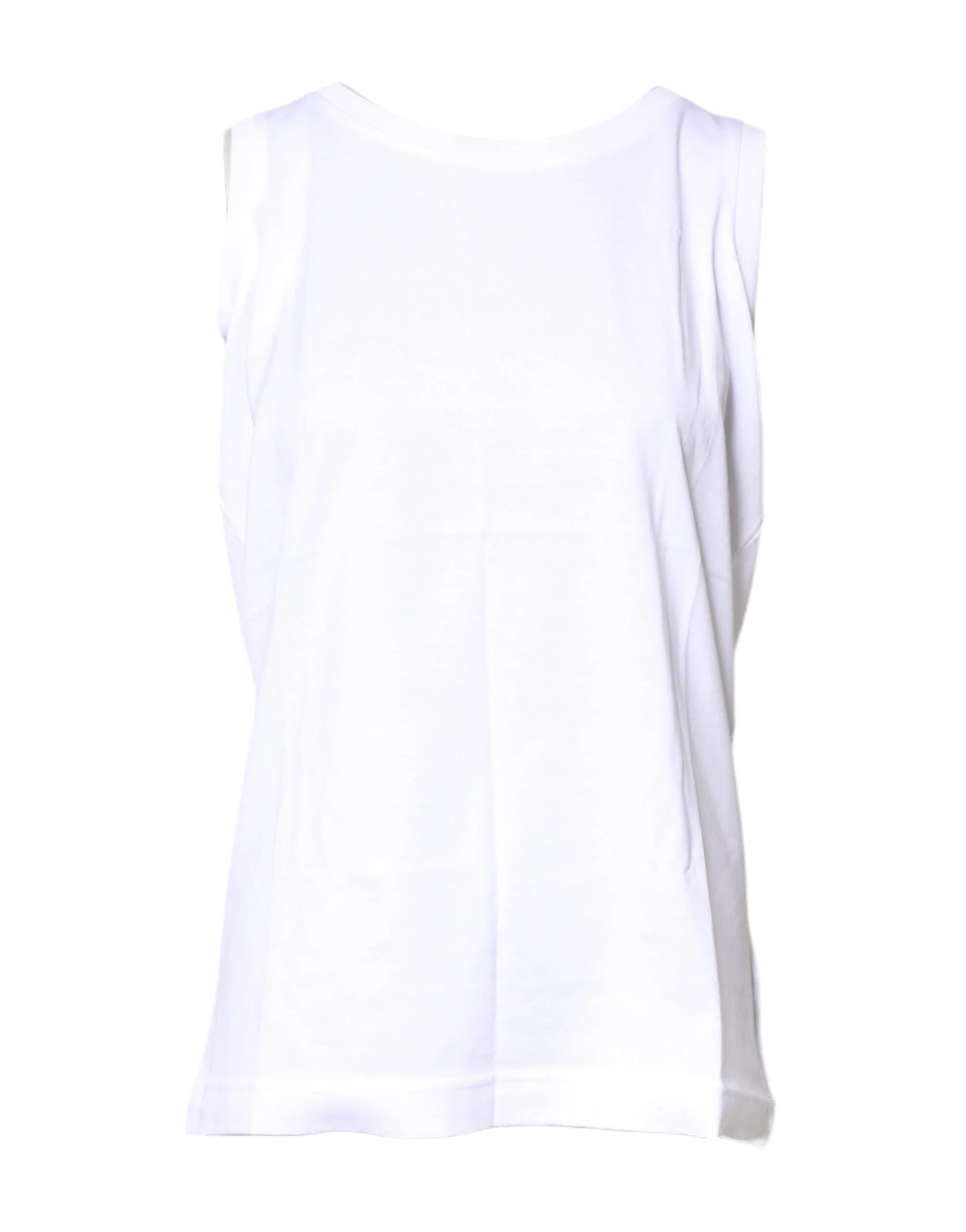 Dolce & Gabbana White Cotton Sleeveless Crew Neck T-shirt - Tank Tops