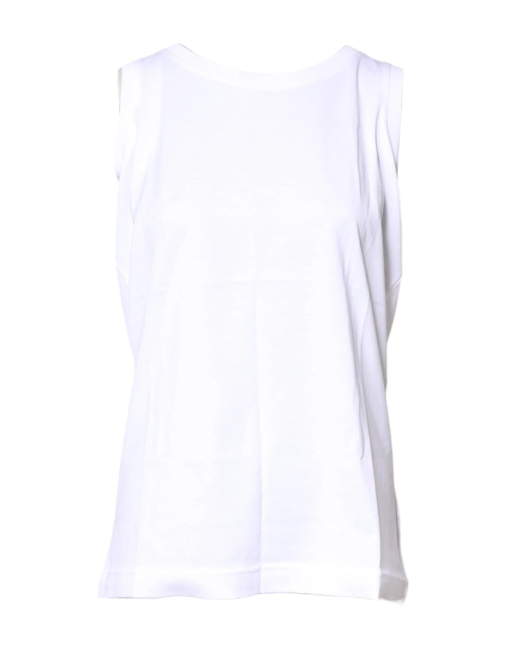 Dolce & Gabbana White Cotton Sleeveless Crew Neck T-shirt - Tank Tops
