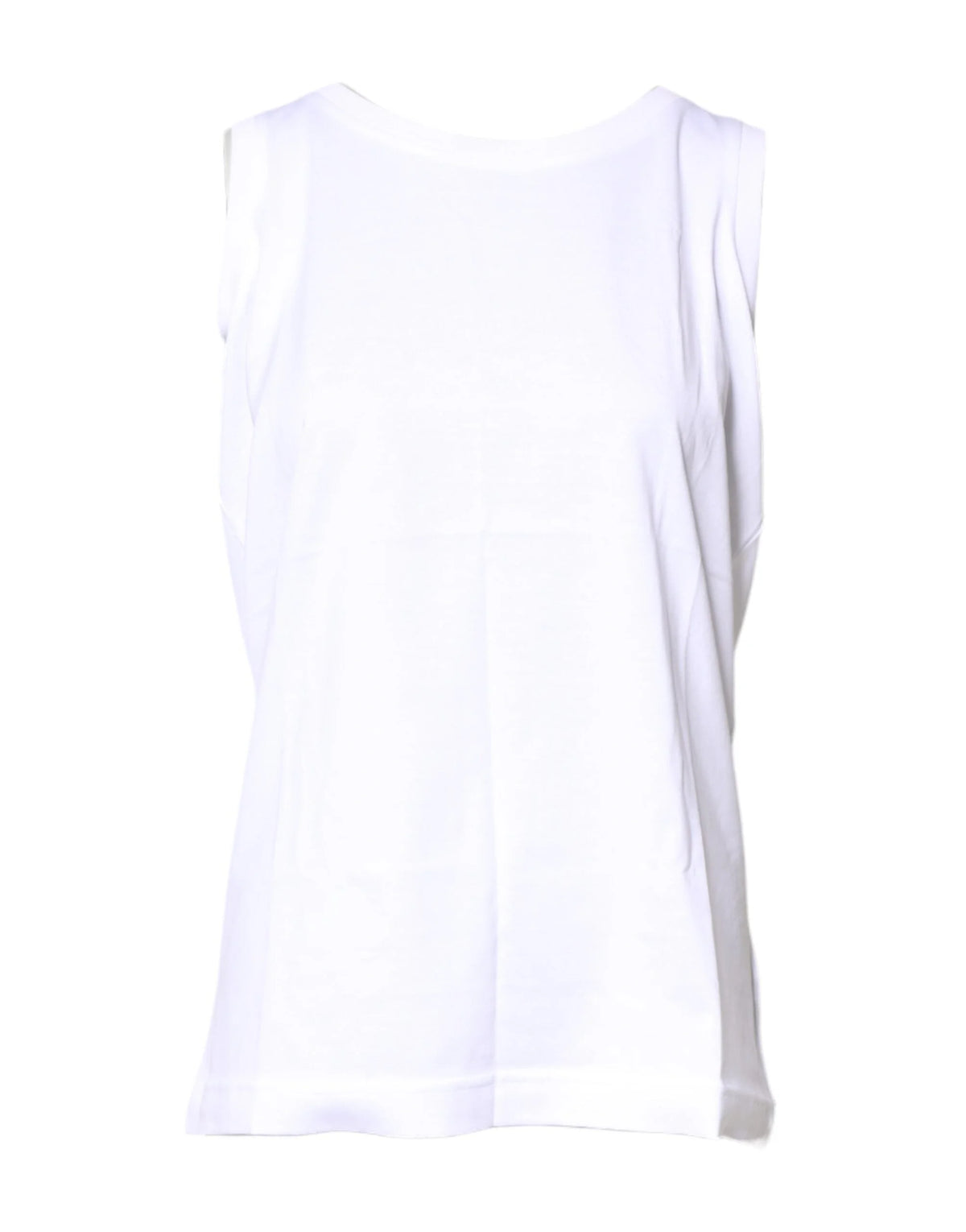 Dolce & Gabbana White Cotton Sleeveless Crew Neck T-shirt - Tank Tops