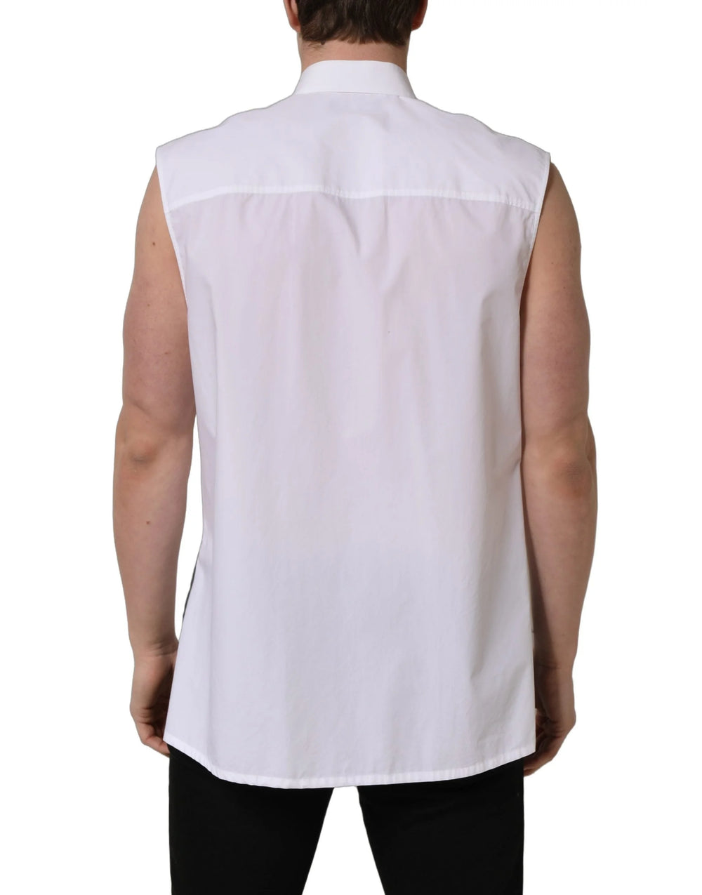 Dolce & Gabbana White Cotton Sleeveless Formal Dress Shirt - IT37 | XS