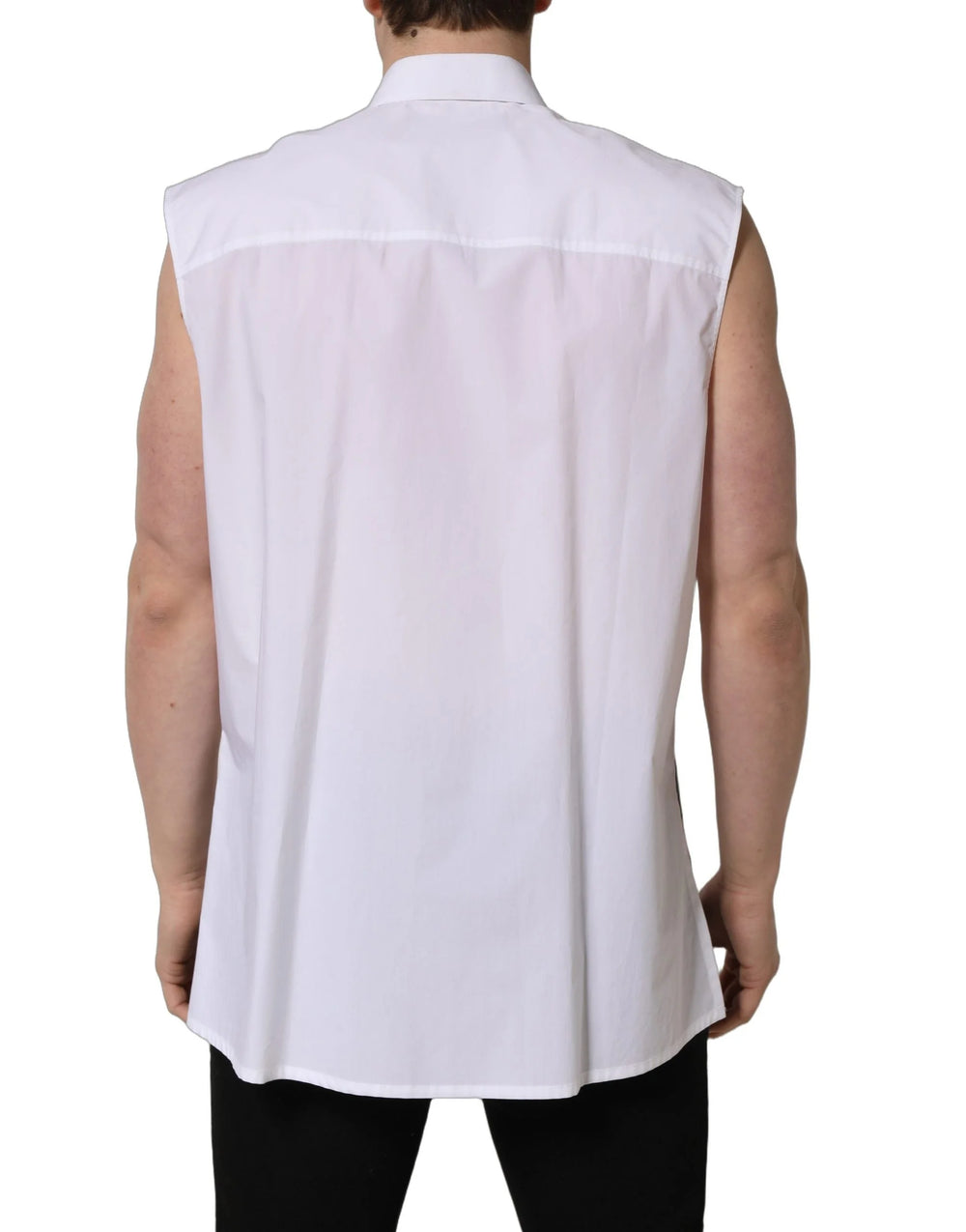 Dolce & Gabbana White Cotton Sleeveless Formal Dress Shirt - IT41 | L