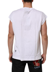 Dolce & Gabbana White Cotton Sleeveless Printed Tank T-shirt - Tank Tops