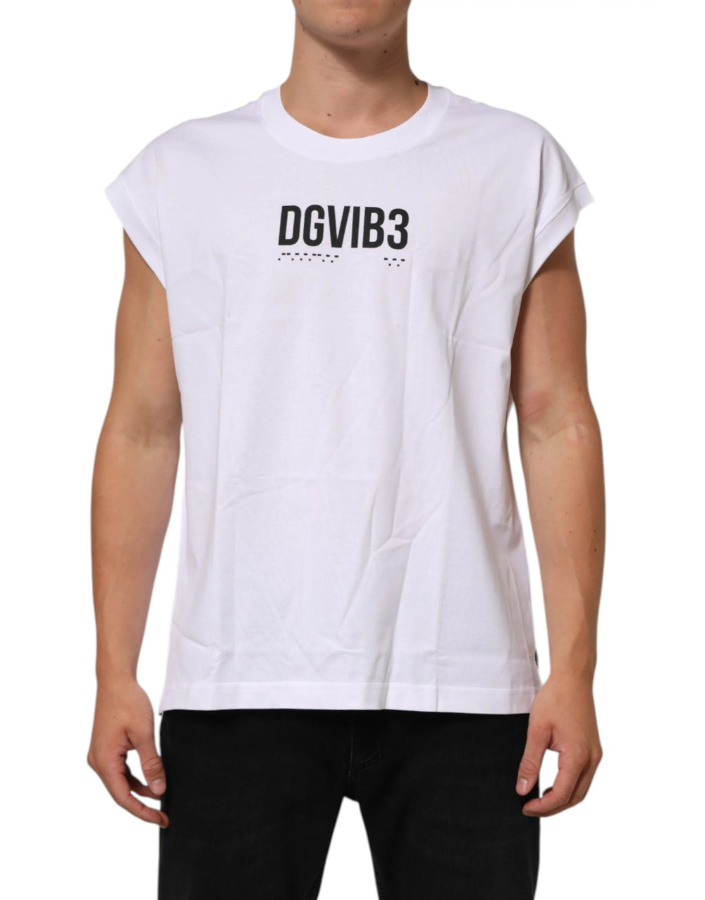 Dolce & Gabbana White Cotton Sleeveless Printed Tank T-shirt - Tank Tops