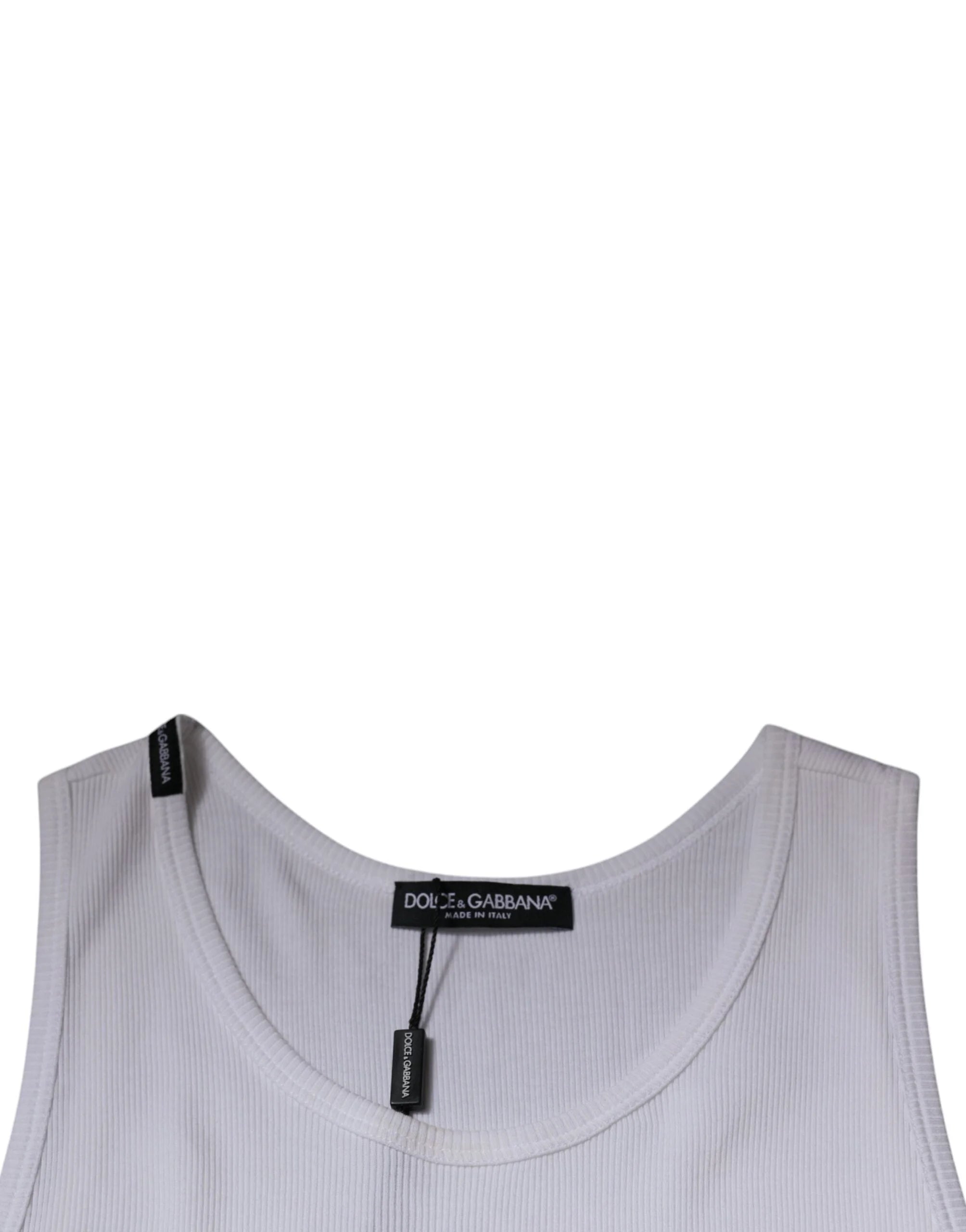 Dolce & Gabbana White Cotton Sleeveless Round Neck Tank T-shirt - IT52 | XL - Tank Tops