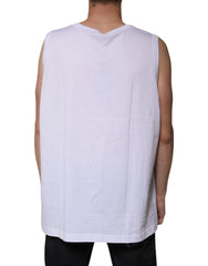 Dolce & Gabbana White Cotton Sleeveless Round Neck Tank T-shirt - IT52 | XL - Tank Tops